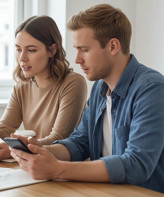 Kollegen arbeiten mit Adobe Acrobat Pro und optimieren dadurch die Prozesse im Unternehmen