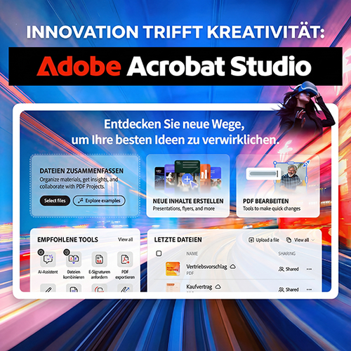 Bildliche Darstellung von Innovation trifft Kreativität –Adobe Acrobat Studio